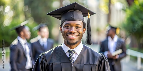 Success Story: African Male Student Graduates Beaming, Graduation Background