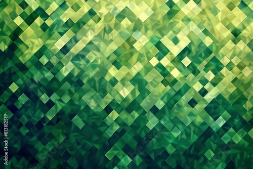 abstract geometric mosaic pattern in green gradient pixelated design vector