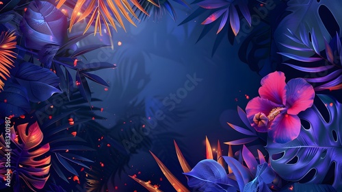 Dark background. Elegant Floral and Leaf Background for Text Editing. Luxurious Botanical Backdrop for Visual Design - Ai Generativ 