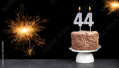 Cake with candle number 44 - Birthday card