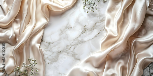 Marble texture and satin fabric to place luxurious product