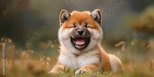 happy akita puppy barking