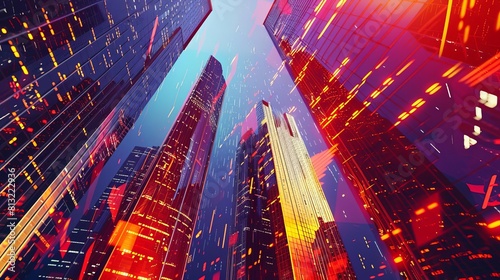 futuristic wallstreet finanzsektor bankenviertel in globalen metropolen von generativer ki erschaffen 3dillustration