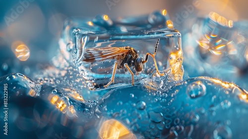 A bug is standing on a block of ice