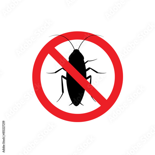 Cockroach anti bug insect vector sign. Fumigation cockroach control illustration logo design
