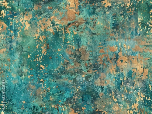 metallic texture with distressed verdigris, blending elegance with rustic charm for a vintage-inspired aesthetic