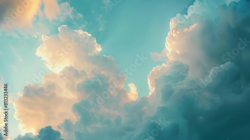 tranquil sky with majestic cumulus clouds serene atmospheric landscape photography