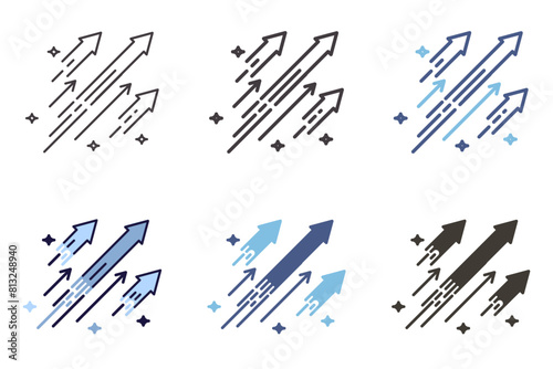 Arrows pointing and shooting up icon. Growth, progress, direction, success vector graphic element