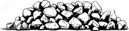 Pile of stones sketch drawing