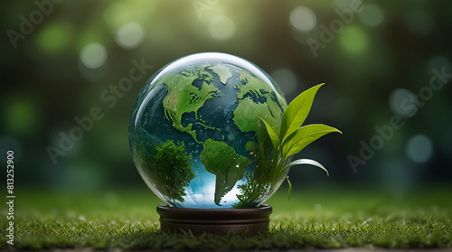 glob of earth concept of environment protect green environment. Generative. Ai