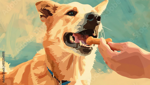 Every dog has its day: An illustration of a dog happily playing with a toy or receiving a treat, symbolizing a moment of joy or success