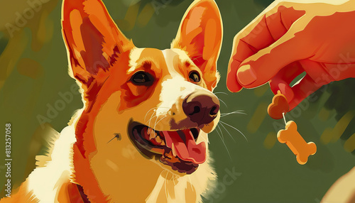 Every dog has its day: An illustration of a dog happily playing with a toy or receiving a treat, symbolizing a moment of joy or success