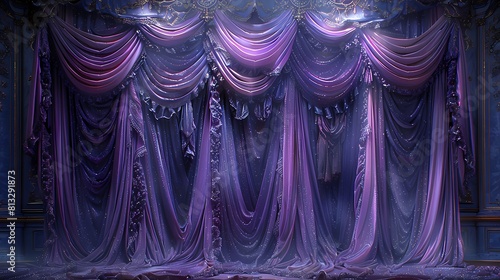 blue curtain with spotlight