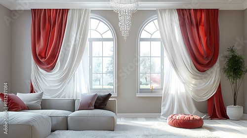 red curtains in a bedroom