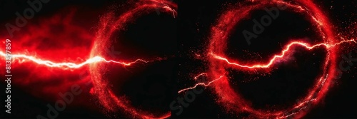 red abstract circle plasma lightning particle effect