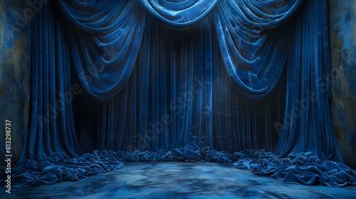 blue curtain with curtains