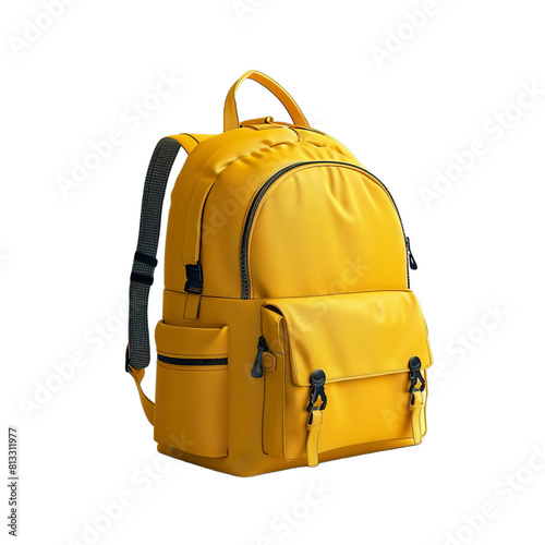 Yellow Backpack For Kids Isolated