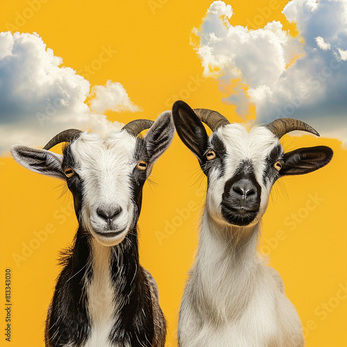 Two cute joyful goats on tranparent background, Eid ul Adha Mubarak