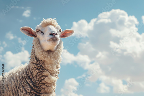 Eid ul Adha with sheeps against a sky blue background adorned with clean clouds, Eid Mubarak