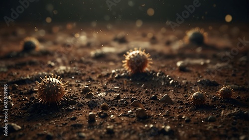 Germs, house dust mites, bacteria, microscope photos