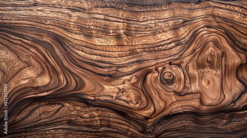 Walnut tree texture close up. Wide walnut wood texture background. Walnut veneer is used in luxury finishes.