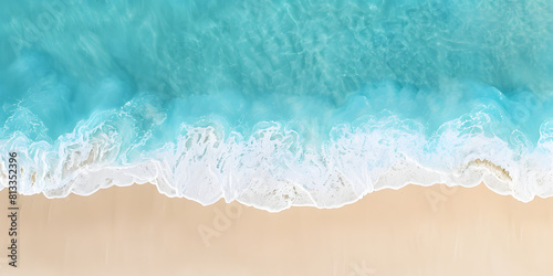 Título Vista aérea da praia com água azul clara e areia branca