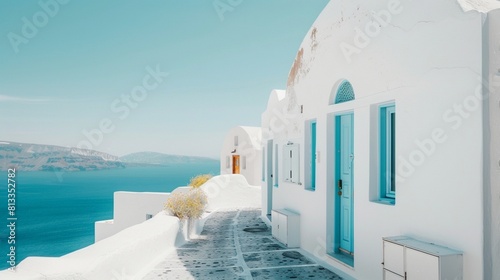 White architecture in Santorini island, Greece.