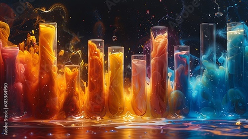 Witness the mesmerizing dance of swirling colors as chemical reactions unfold within the confines of test tubes. Each movement a symphony of scientific precision and artistic allure.
