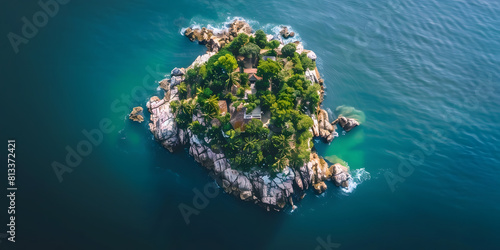 Vista aérea de uma ilha tropical
