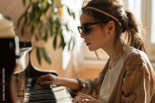 A blind musician plays the piano beautifully, showcasing remarkable talent