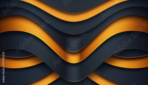 a close up of a black and gold background with a curved design