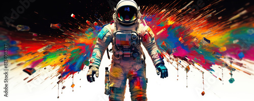 Astronaut Covered in Paint Splatters