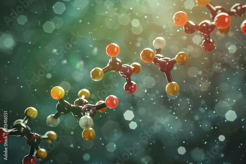 3D rendering of a molecule of the opioid analgesic alfentanil 