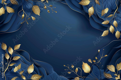 Luxury gold and blue nature background vector.