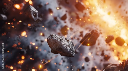 Flying Asteroids Cut Out in 8K Resolution: Realistic Lighting
