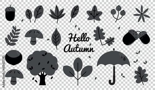 Cute Autumn Icons Set - Different Beautiful Vector Illustrations Isolated On Transparent Background