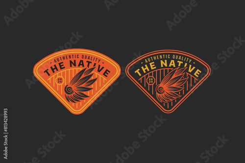 native feather american indian logo design for adventure and outdoor company business