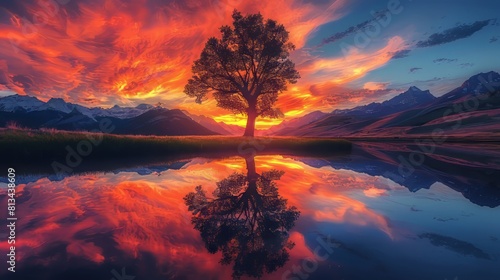 Blaze of Glory: Tree against Fiery Sky