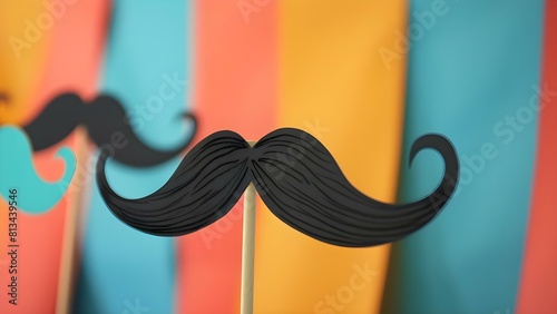 Black Mustache Props for Photo Booths at Carnival-Themed Father's Day Party. Concept Father's Day Party, Carnival Theme, Photo Booth Props, Mustache Props, Black Color