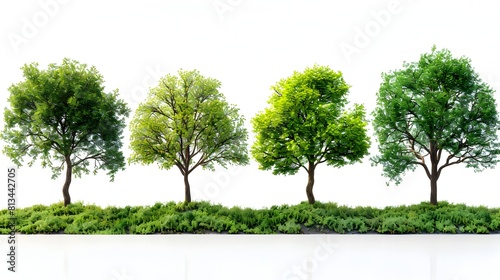 Lush Green Trees in Nature Landscape for Seasonal or Environmental Backgrounds