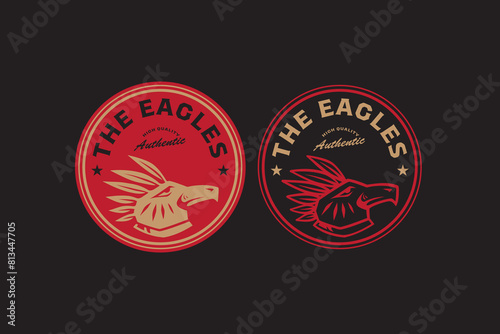 eagle head and warbonnet logo design for adventure and outdoor company business