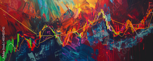 Colorful Abstract Chaos Reflecting High Market Volatility