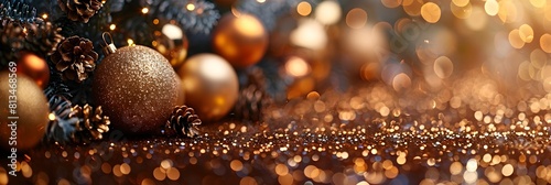 New Year s Golden Shimmering Ornaments Glitter and Elegant Backdrop for Holiday Festivities and Events