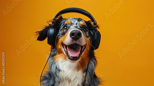 Enthusiastic Cavalier King Charles Spaniel with Headphones