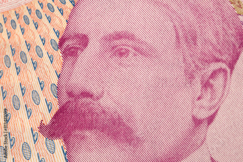 Edward Elgar a closeup portrait from English money