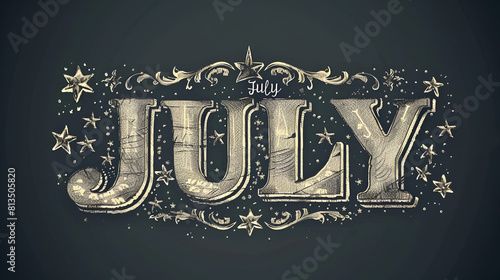July lettering month name hand written month may for calendar monthly logo .Generative AI 