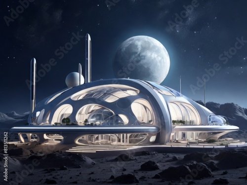 Artist's Impression of a Futuristic Moon Base