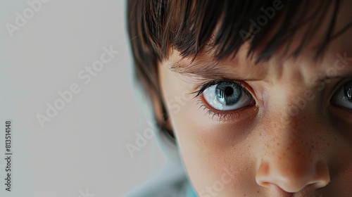 Fearful Child Showing Emotion in Close-up Macro Shot