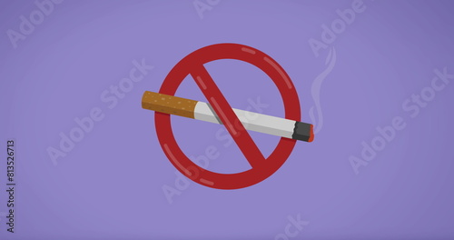 Image of no smoking symbol over pale purple background