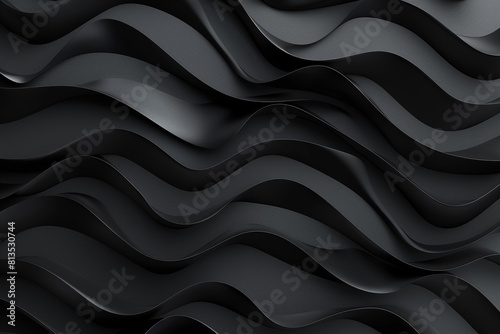 3D Black Wavy Shapes Background 